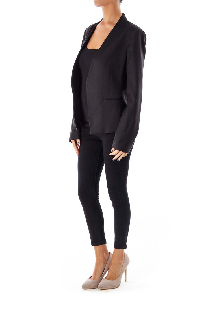 Black Stretch Open Jacket