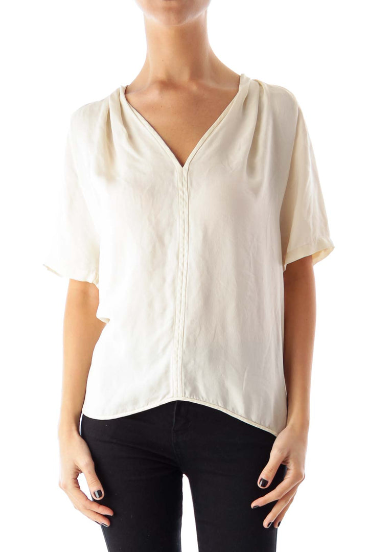 Beige Short Sleeve Top