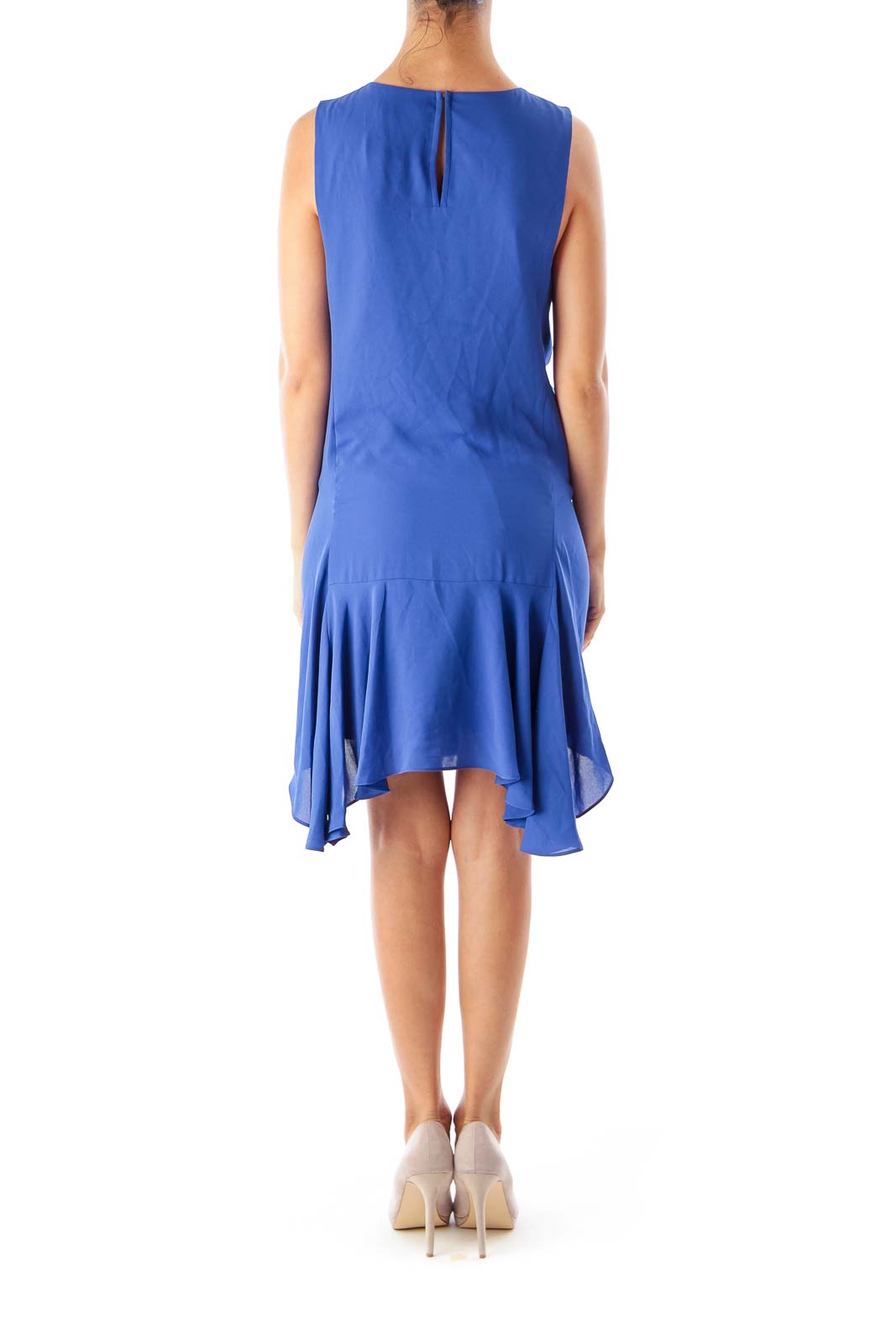 Blue Ruffle Hem Dress