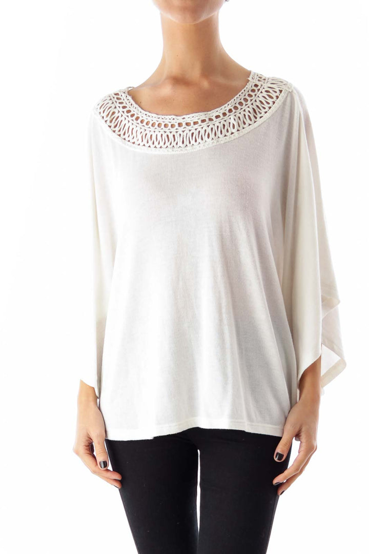 Cream Round Neck Cape