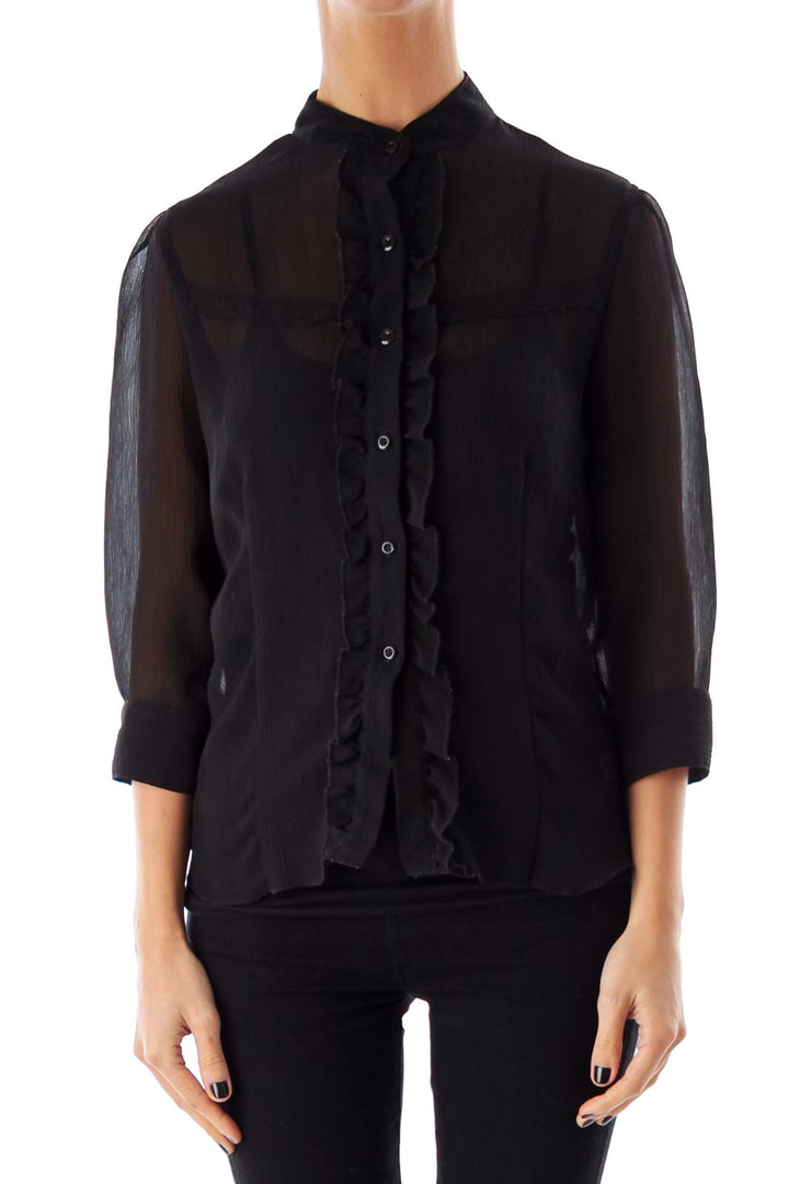 Black See Through Blouse