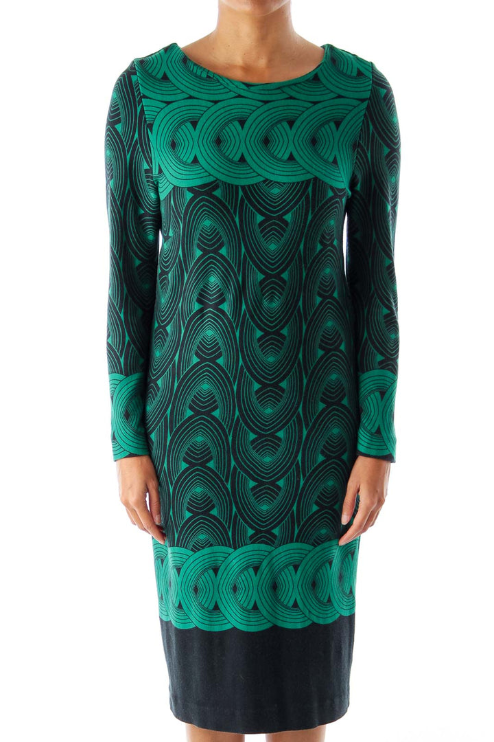 Green & Black Tribal Midi Dress