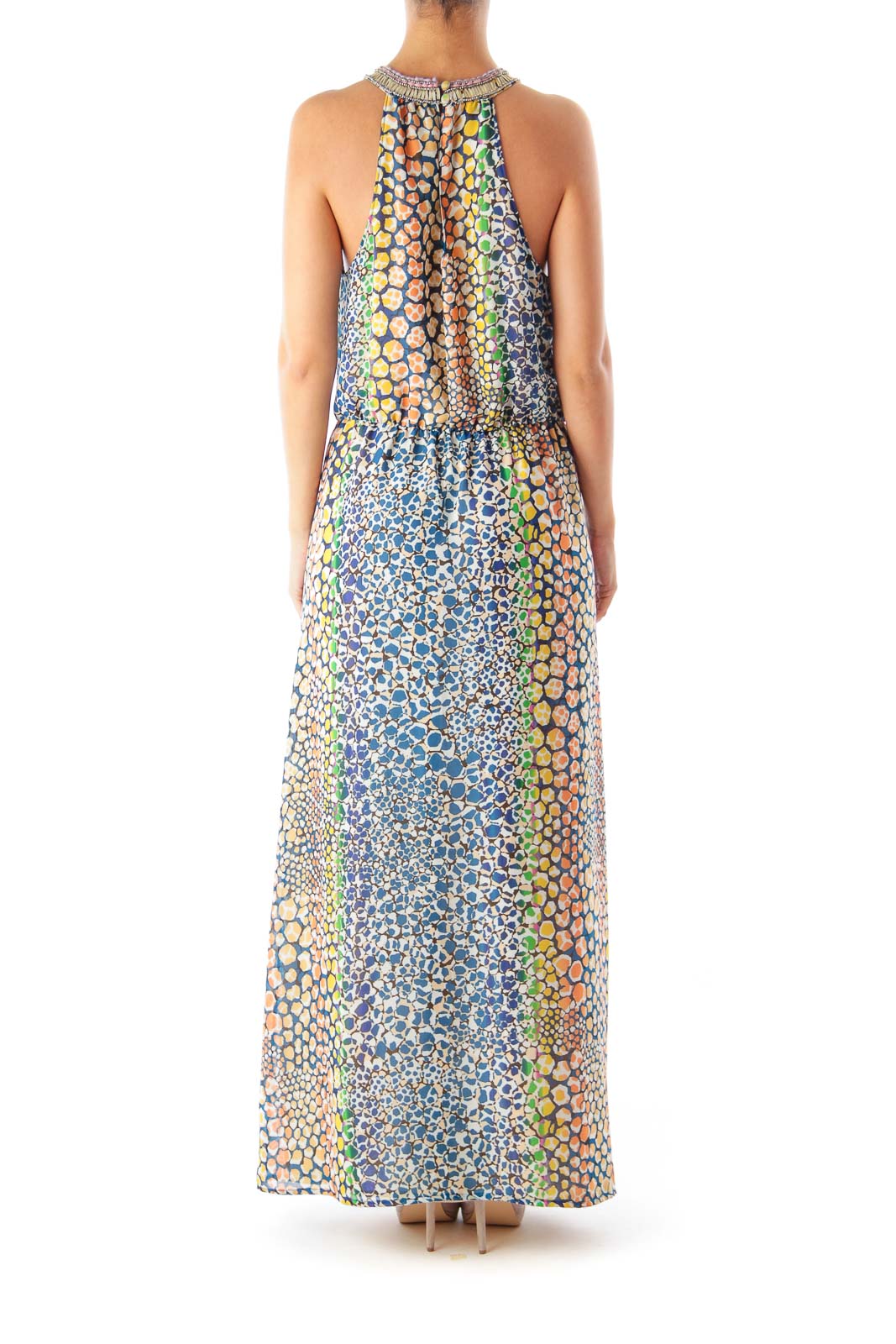 Multicolor Print Embellished Maxi Dress