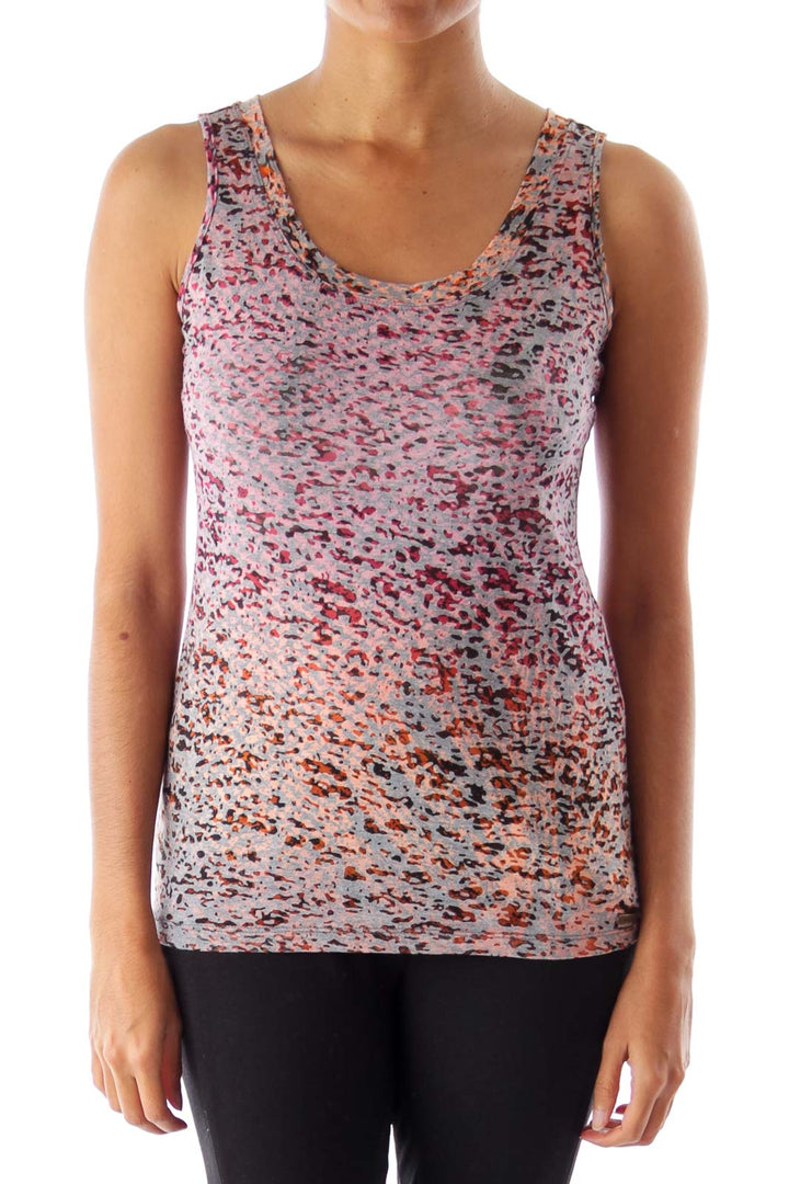 Color Print Burnout Top
