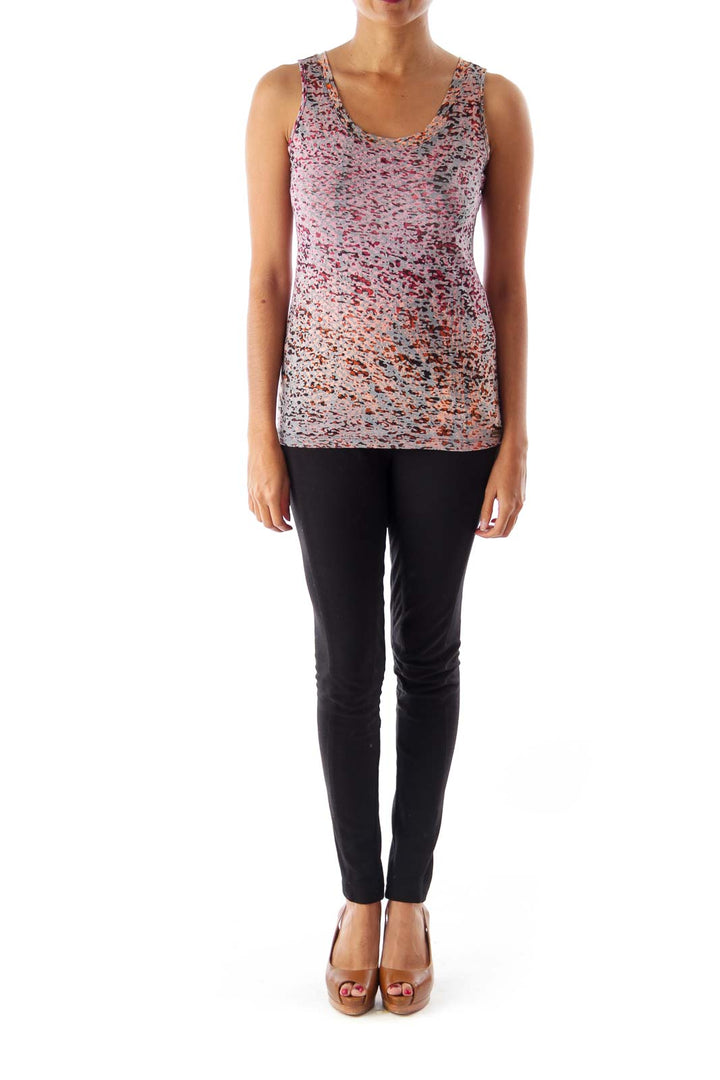 Color Print Burnout Top