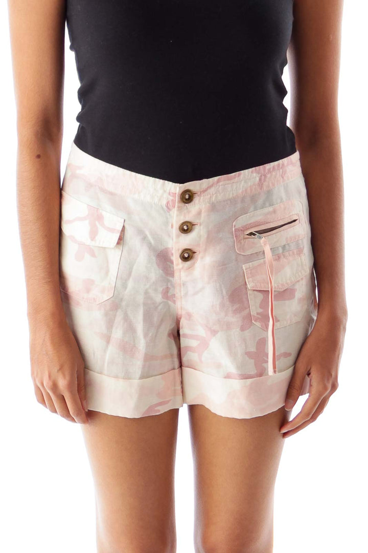 Beige & Pink Print Short