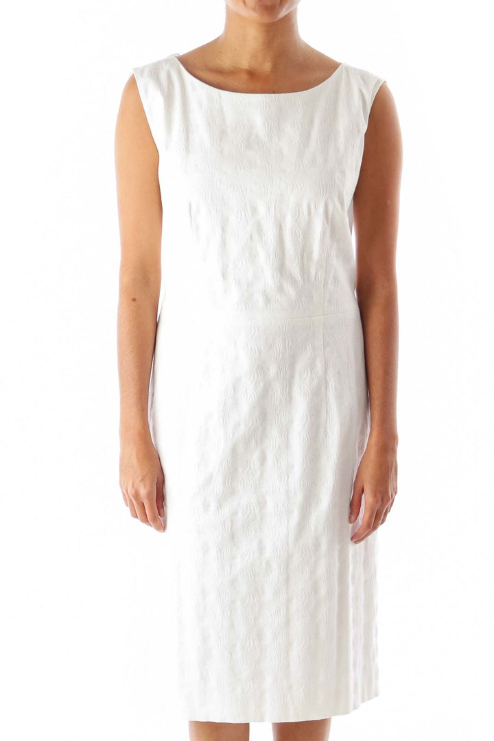 White Texture Straight Dress