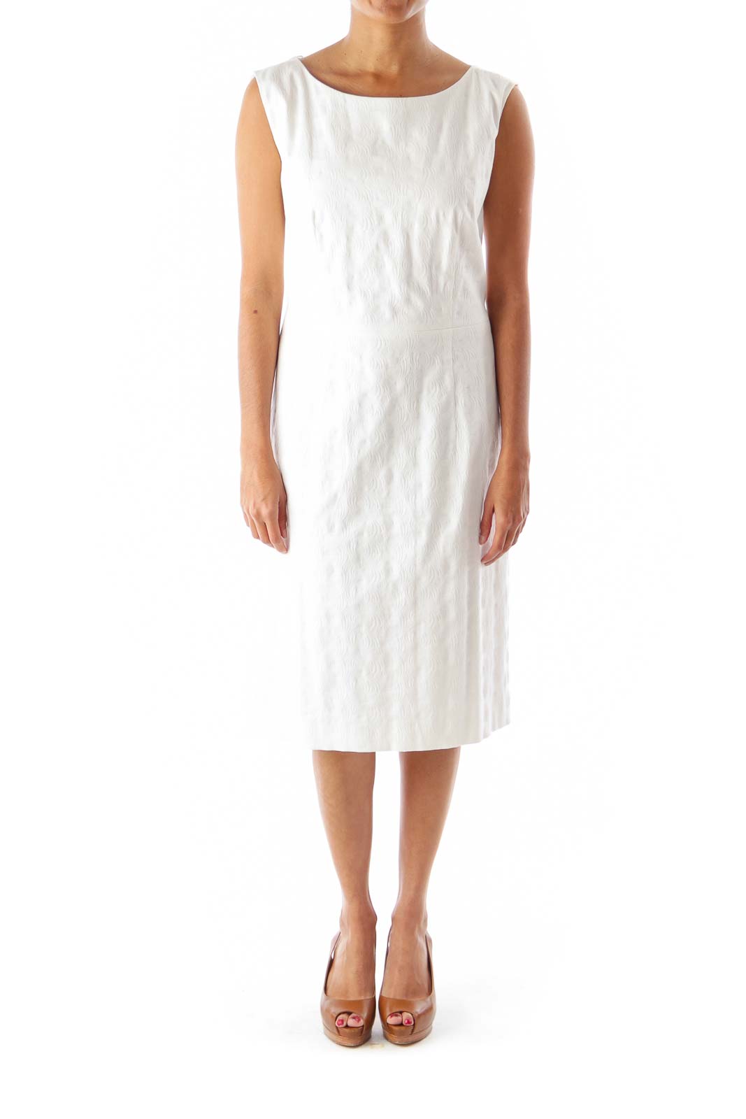 White Texture Straight Dress