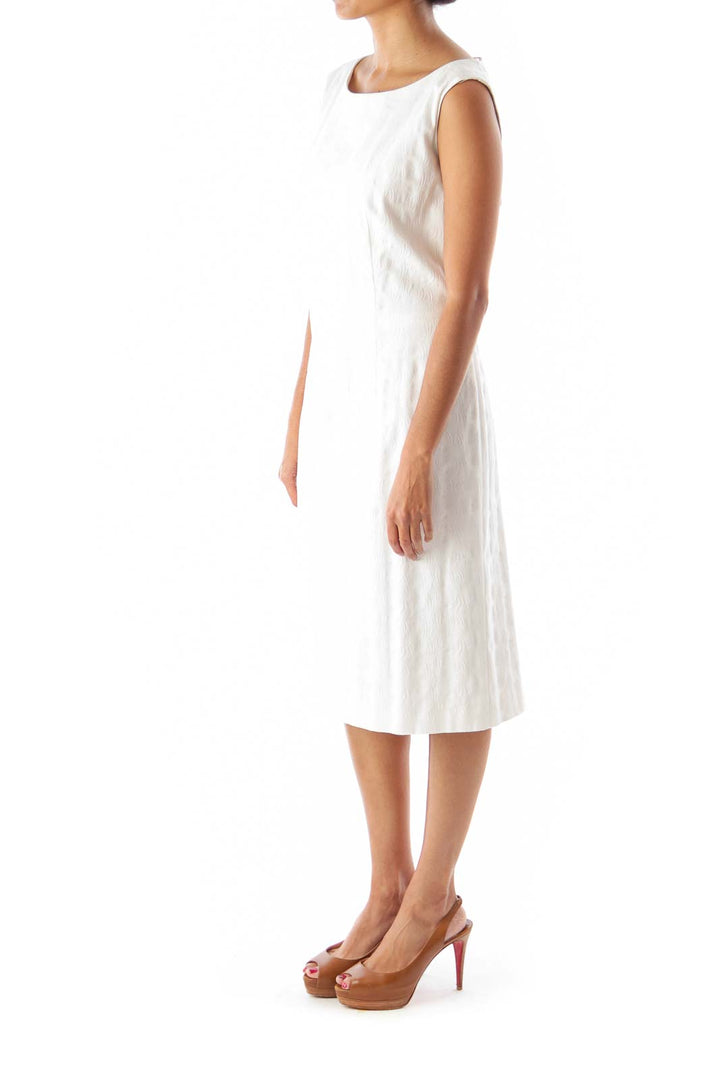 White Texture Straight Dress