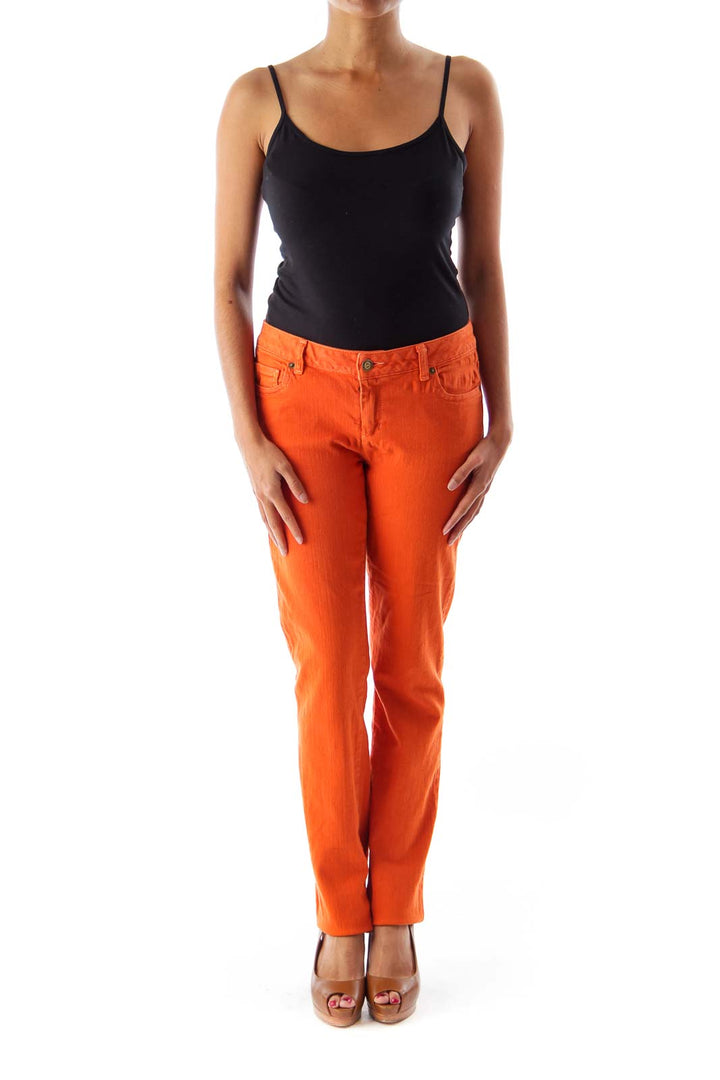 Orange Straight Denim Pants