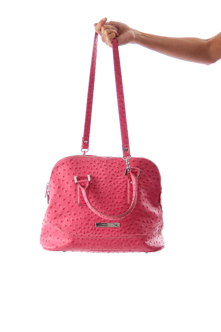 Pink Ostrich Satchel Bag