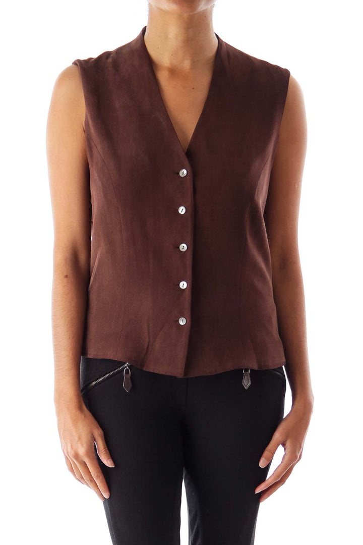 Brown Button Vest