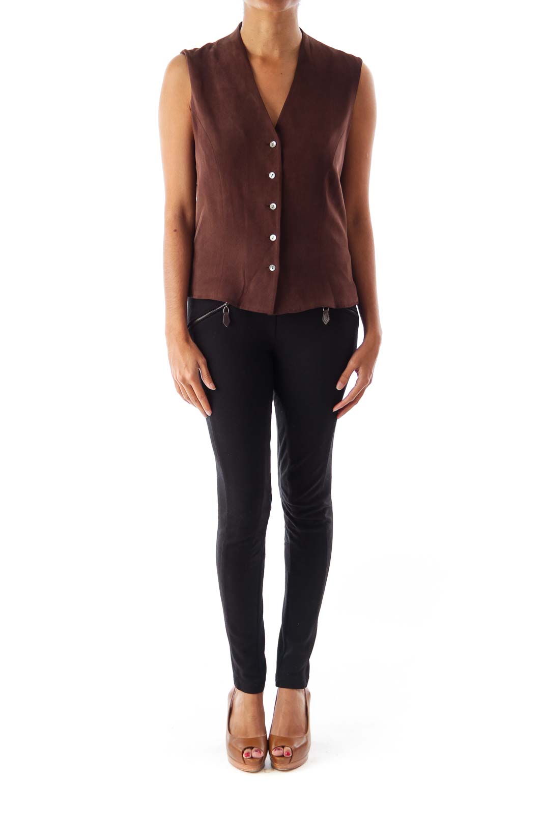 Brown Button Vest