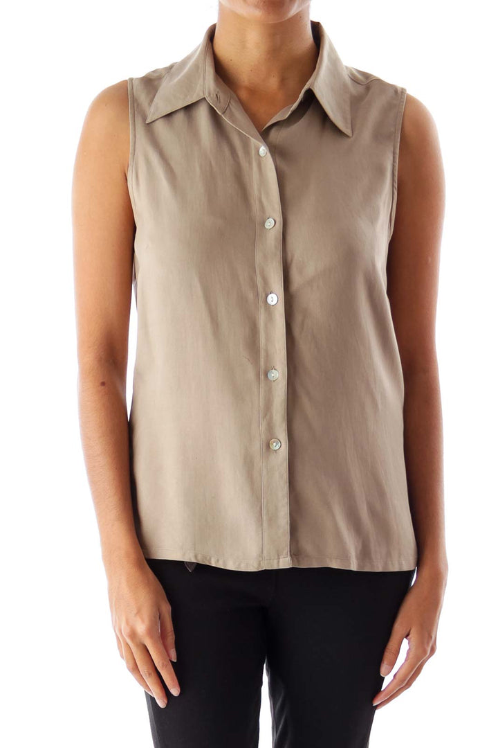 Beige Sleeveless Top