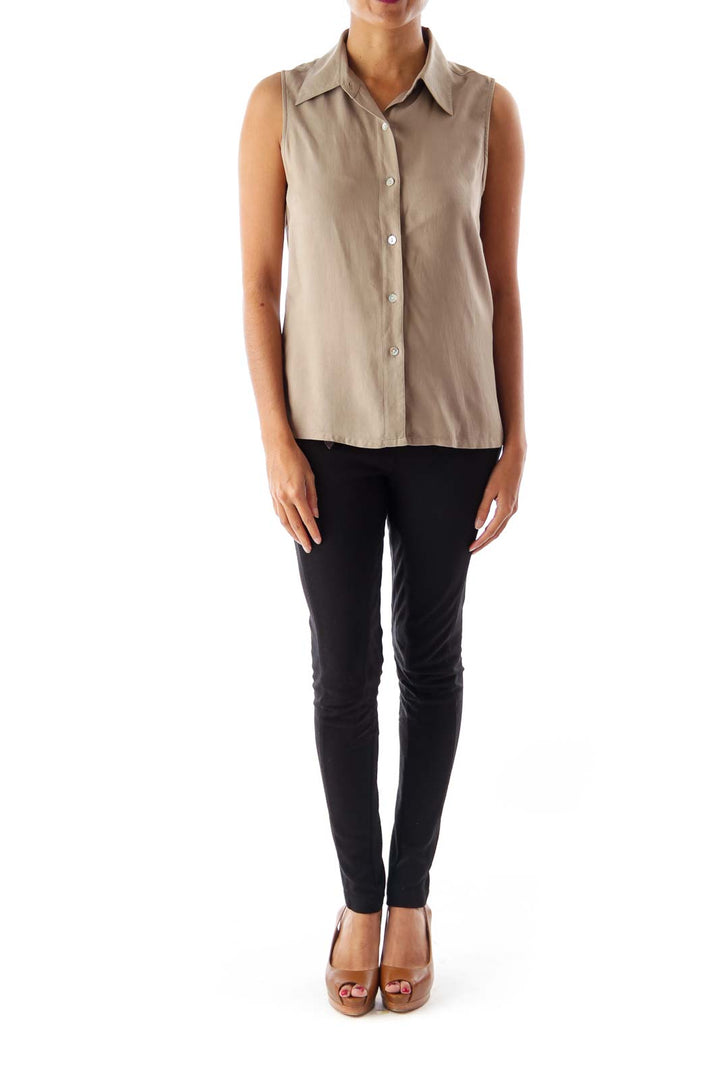 Beige Sleeveless Top