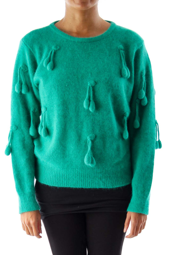 Green Vintage Cherry  Sweater