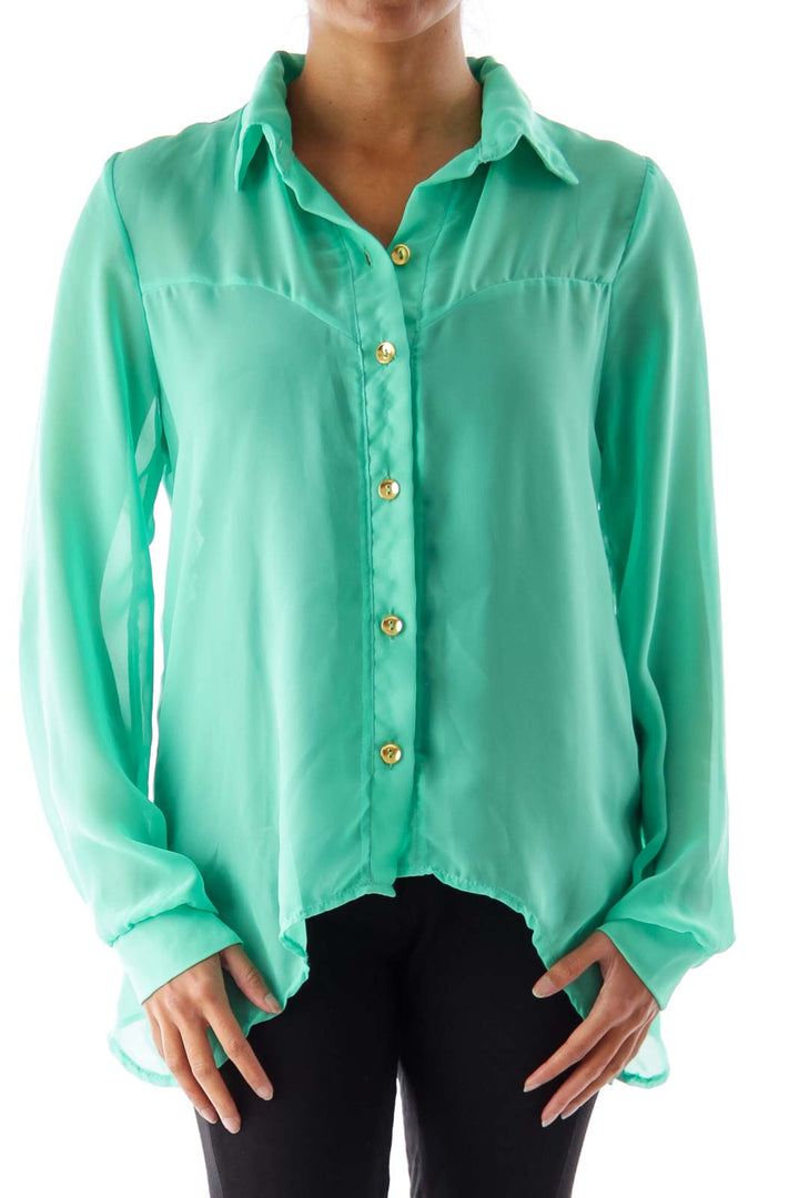 Green Cut Back Blouse