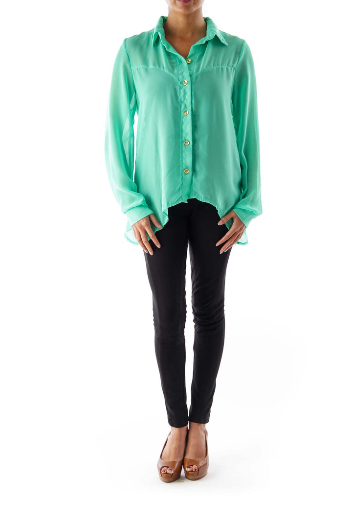 Green Cut Back Blouse