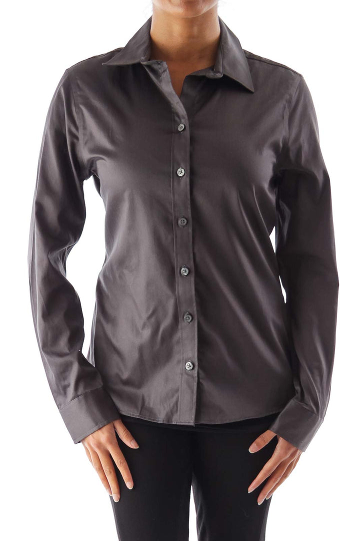 Dark Gray Fitted Petit Shirt