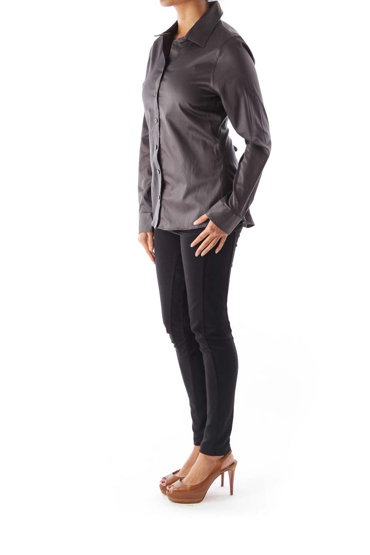 Dark Gray Fitted Petit Shirt