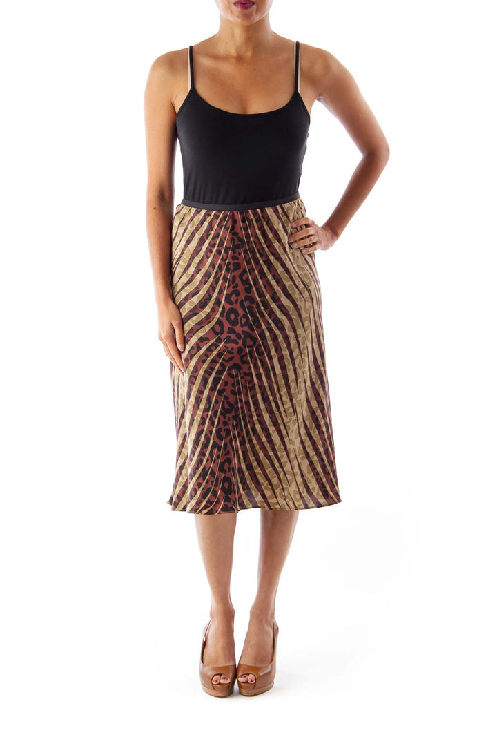 Brown & Beige Animal Print Skirt