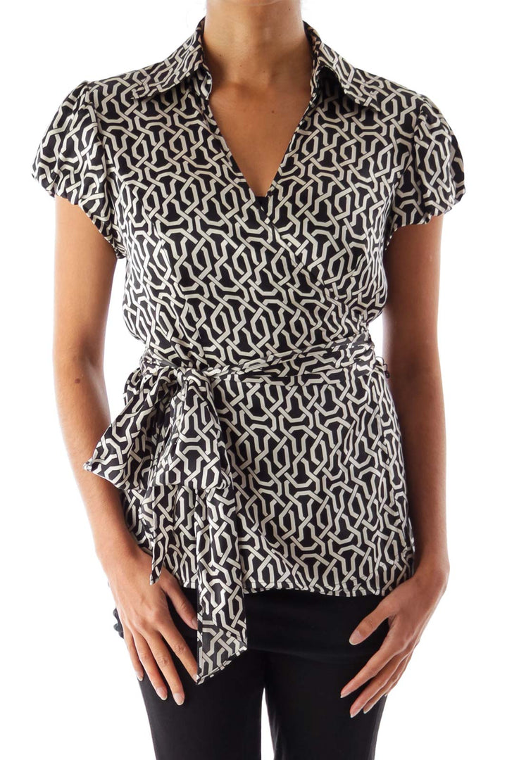 Black & Beige Chain Print Blouse