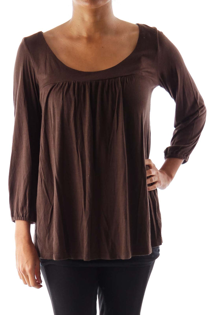 Brown Crew Neck Shirt