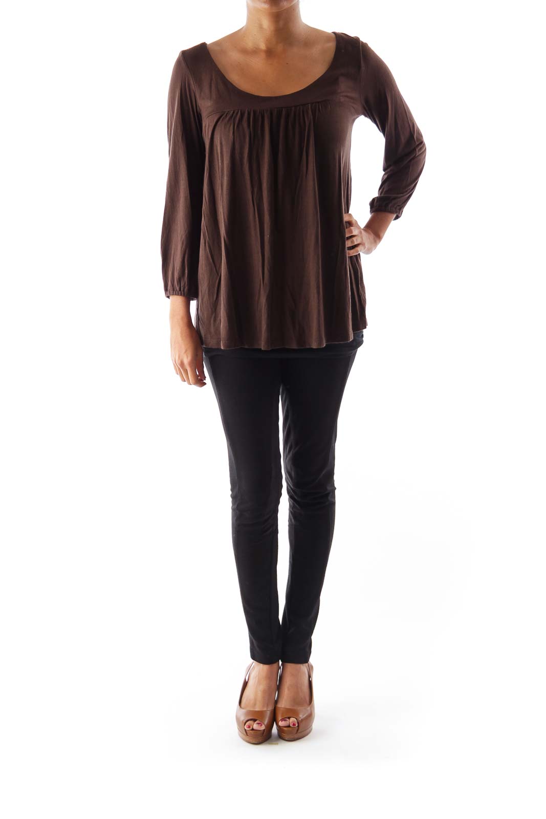 Brown Crew Neck Shirt