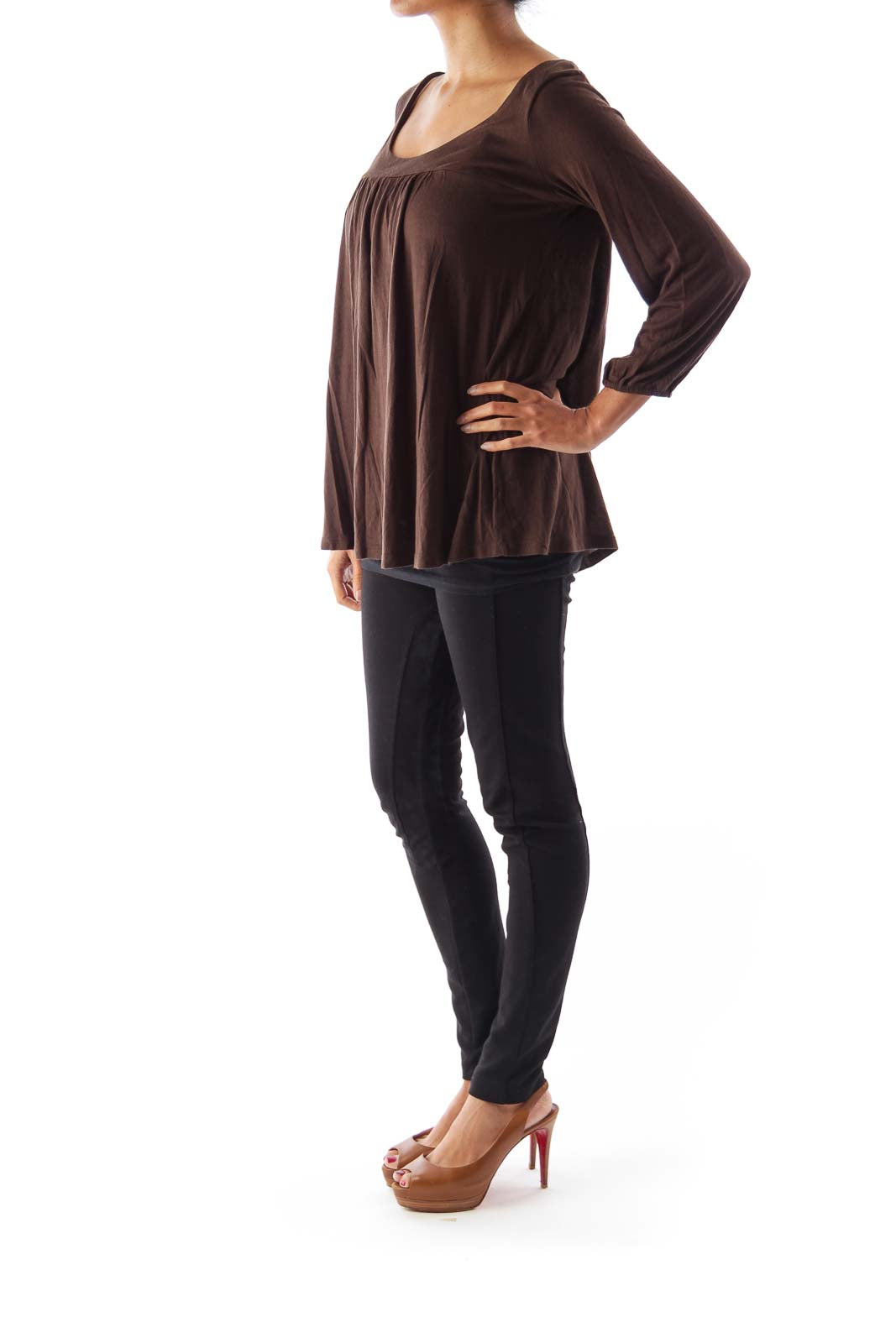 Brown Crew Neck Shirt