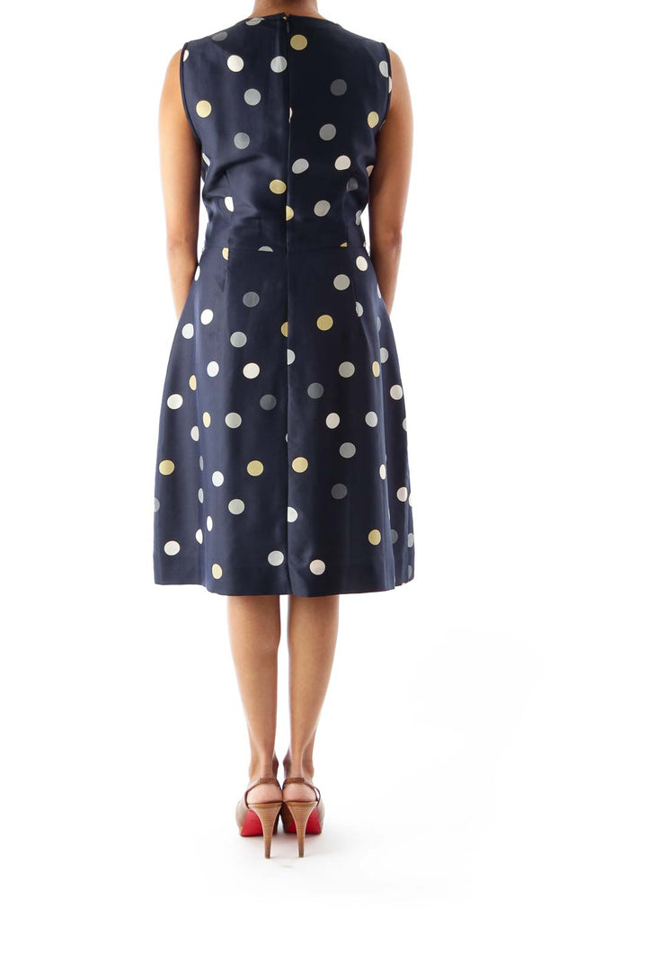 Navy Polka Dot Ruffle Dress