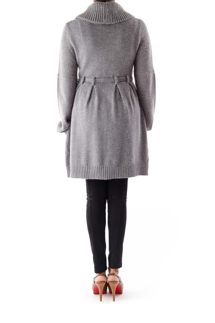 Gray Long Button Sweater