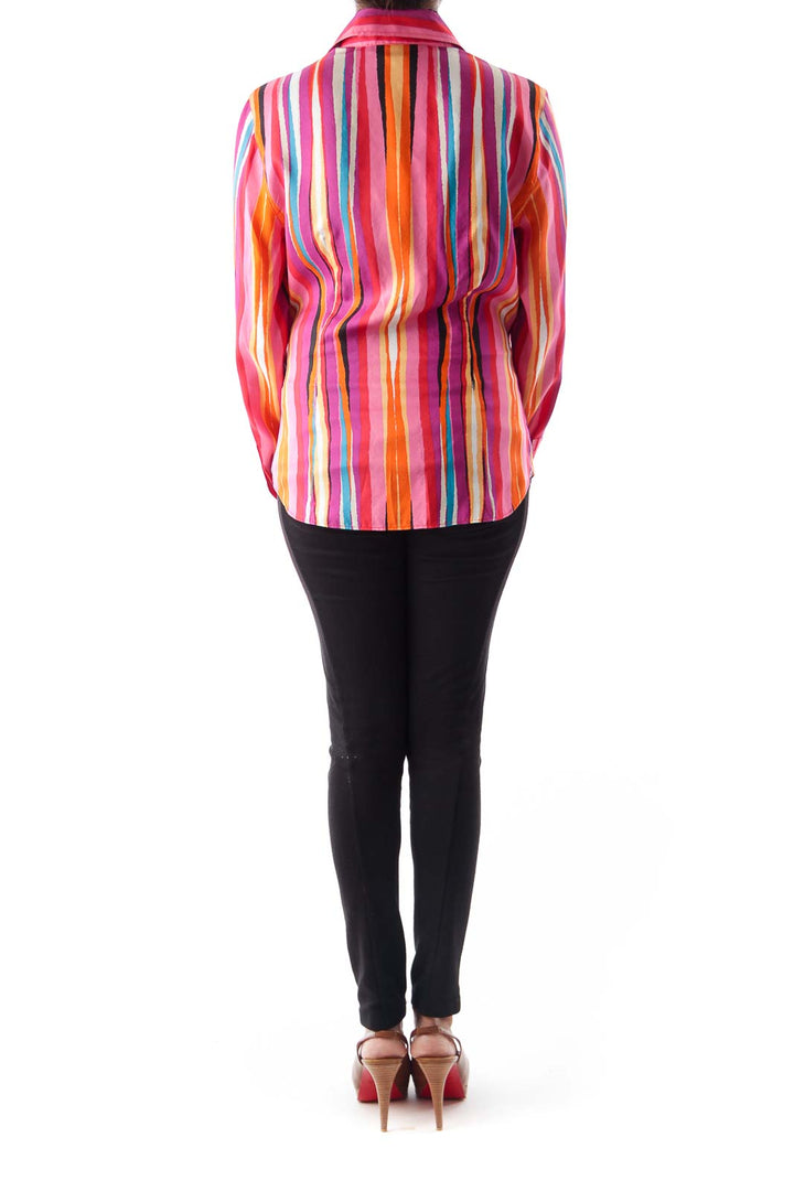 Color Stripe Print Blouse