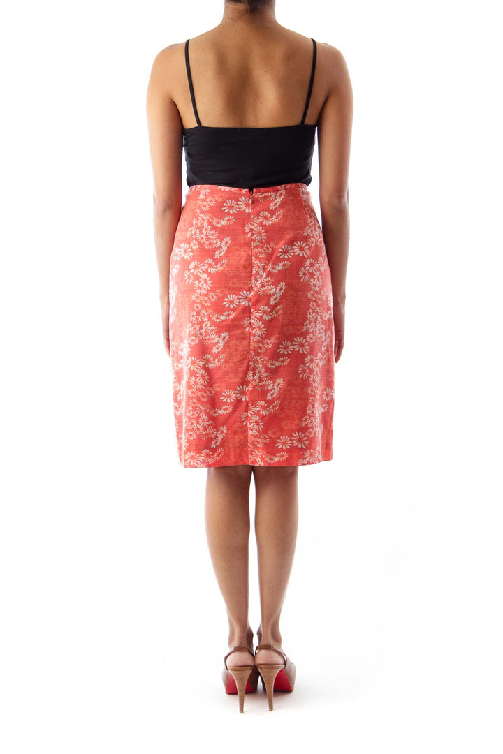 Orange Flower Print Skirt