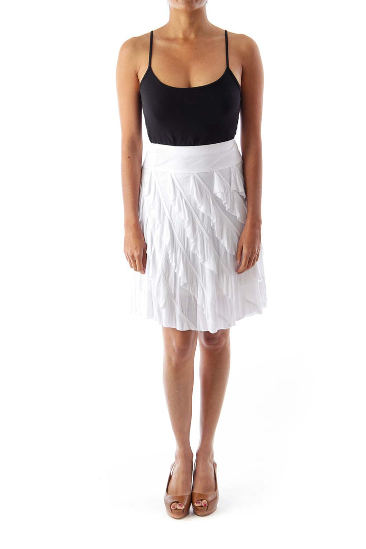 White Ruffle Mini Skirt