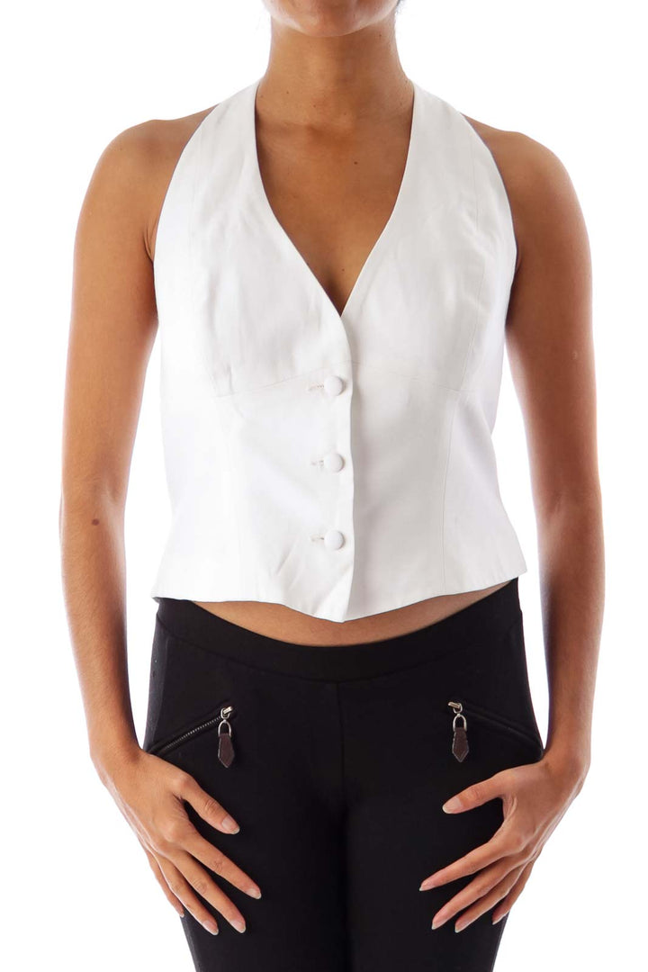 White Halter Neck Top