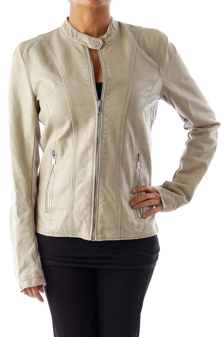 Beige Zipper Jacket