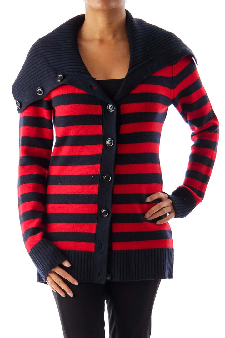 Navy & Red Stripe Cardigan