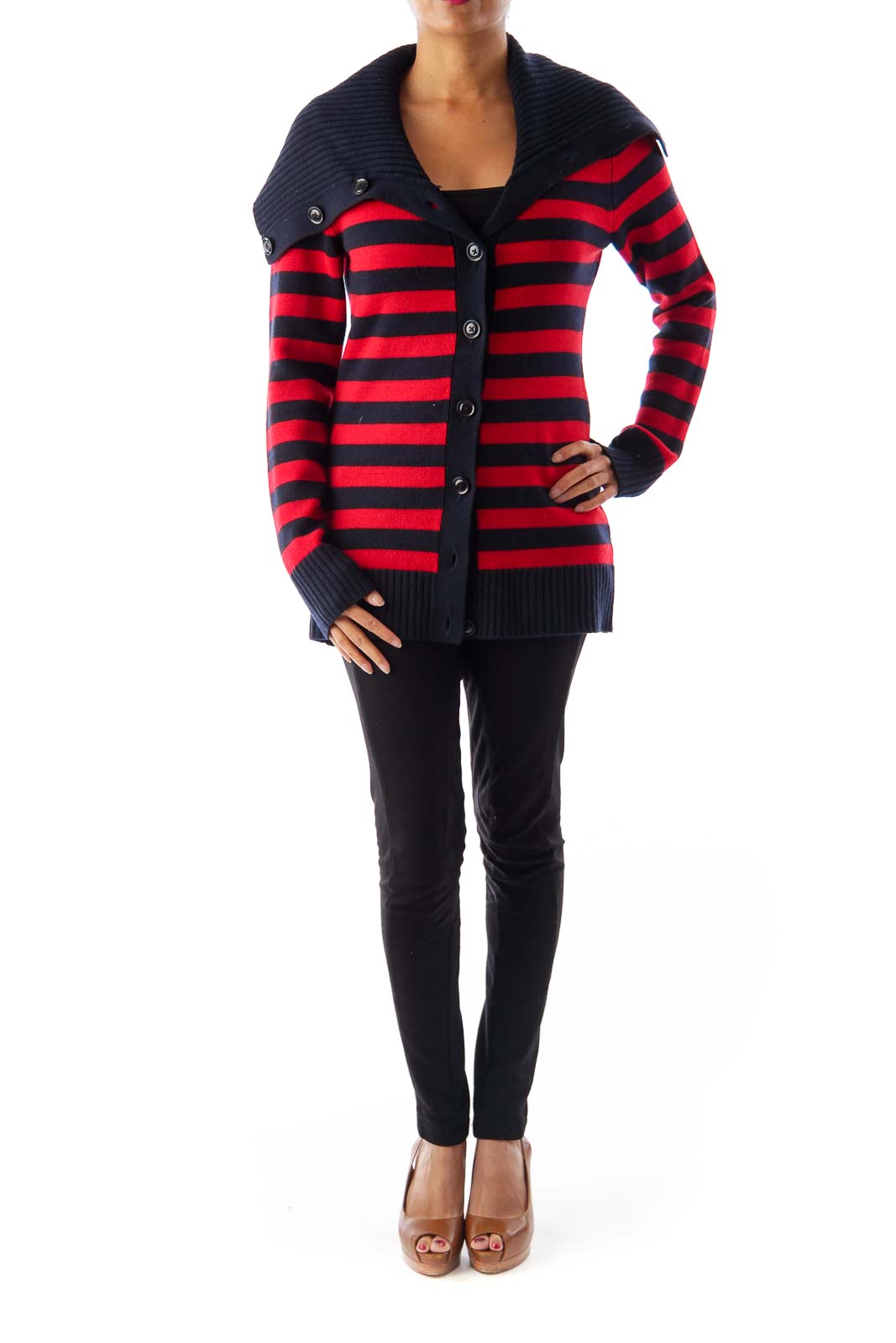 Navy & Red Stripe Cardigan