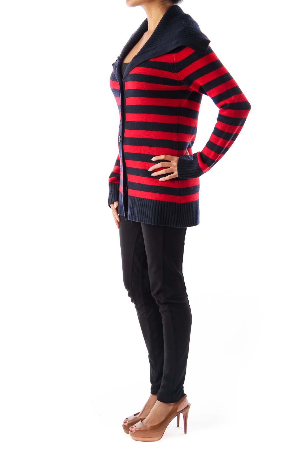 Navy & Red Stripe Cardigan