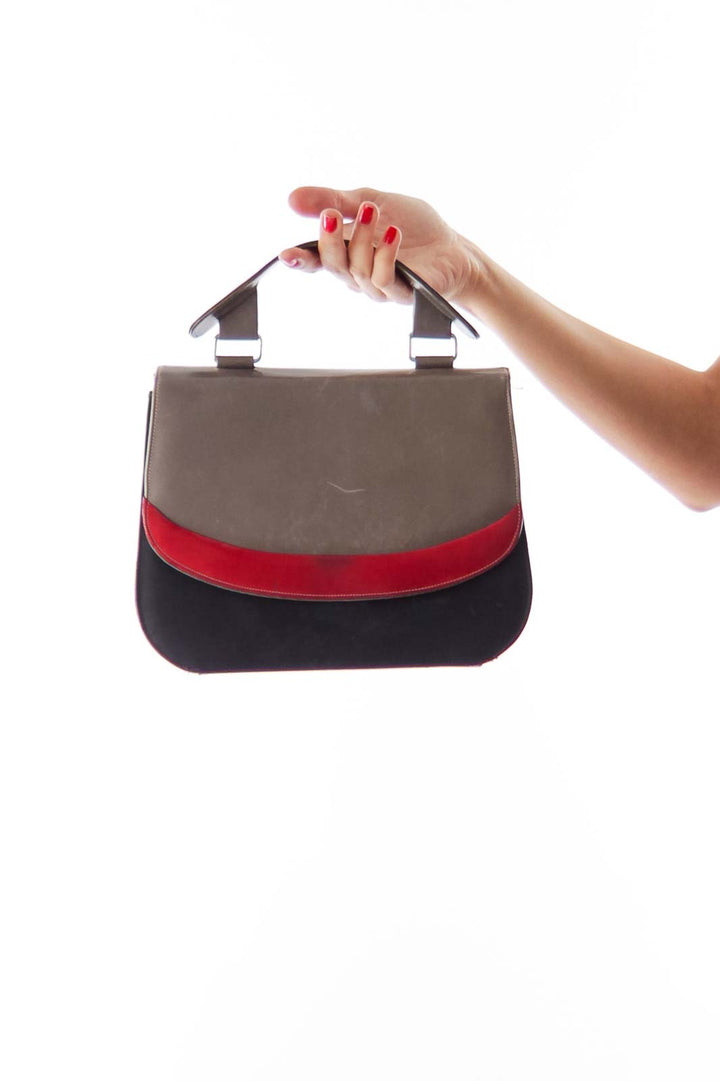 Black, Taupe & Red Vintage Tote