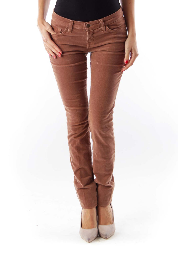 Brown Corduroy Skinny Pants