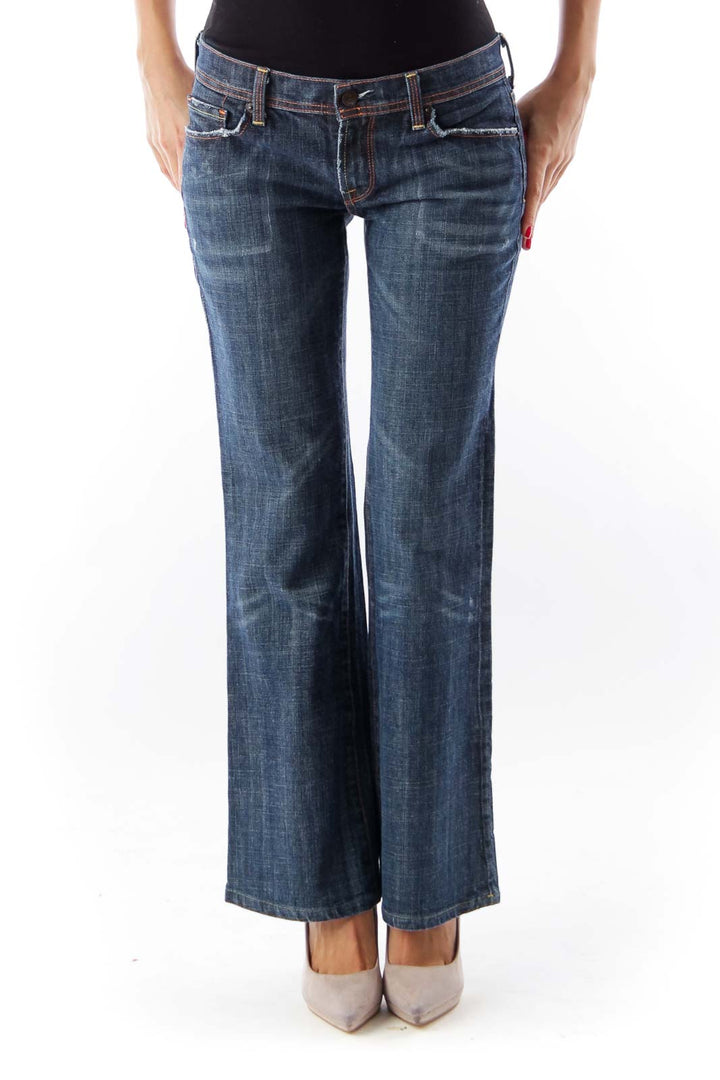 Blue Medium Wash Wide Denim