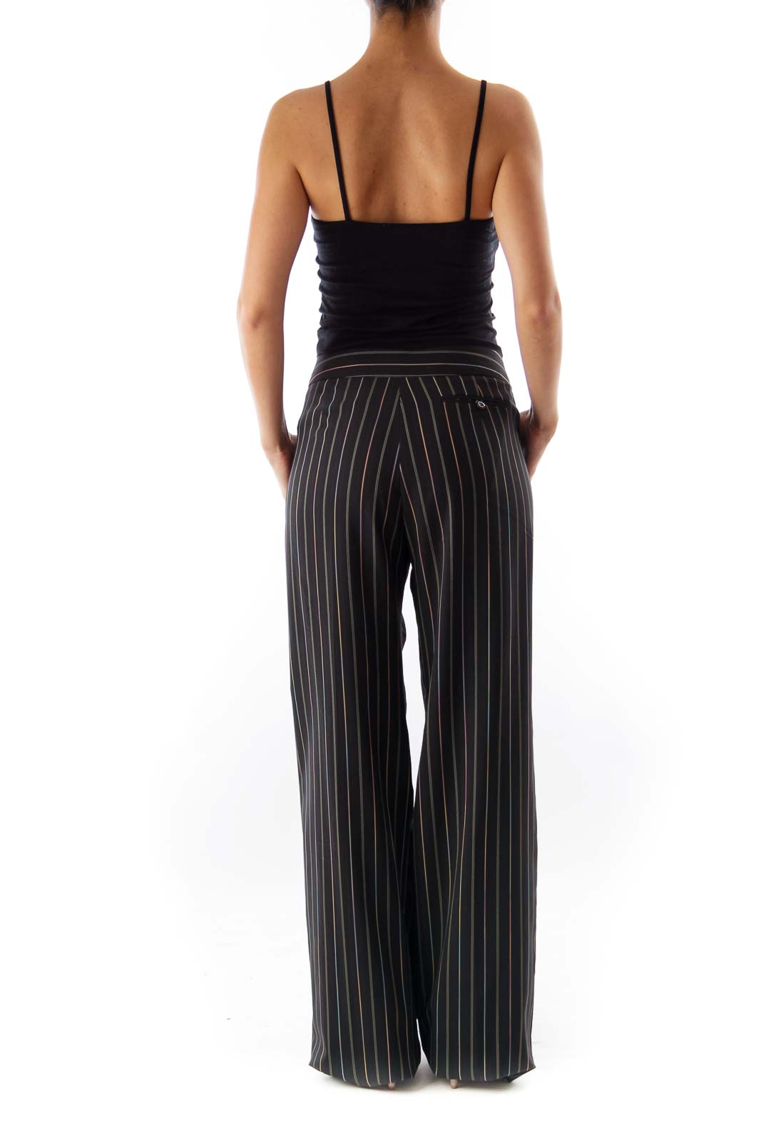 Black Pinstripe Wide Pants