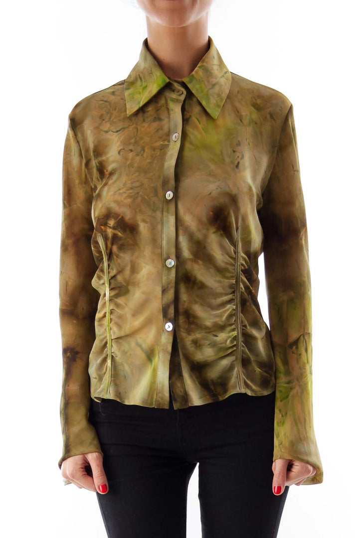 Military Green Tie Dye Blouse