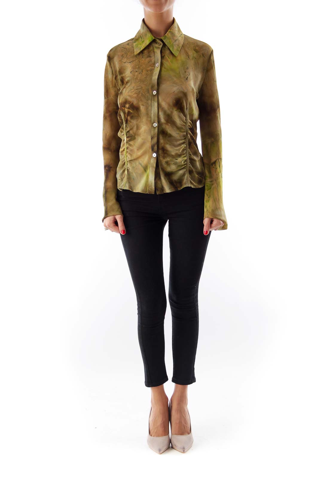 Military Green Tie Dye Blouse