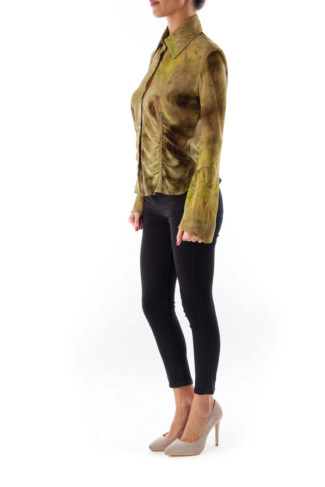 Military Green Tie Dye Blouse