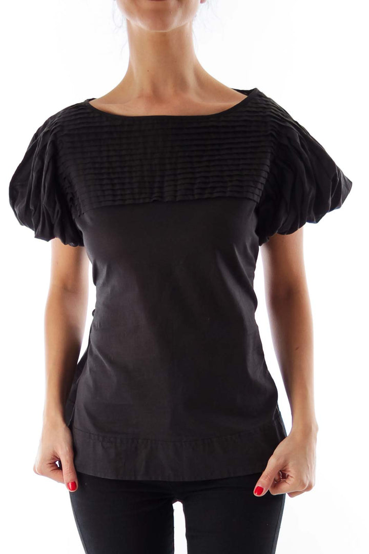 Black Puff Sleeve Shirt