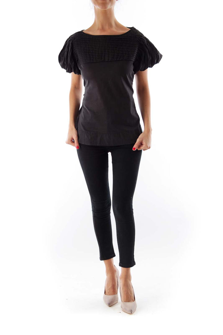 Black Puff Sleeve Shirt