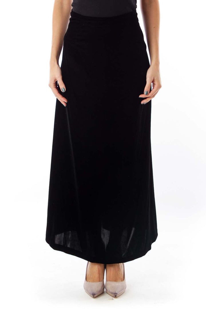 Black Velvet Long Skirt