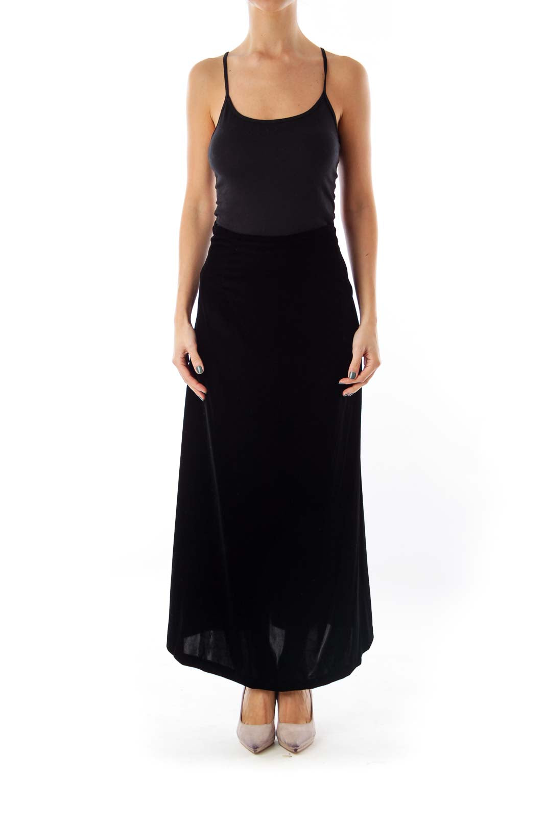 Black Velvet Long Skirt